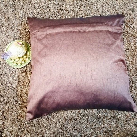 Leaf Cushion Cover, Dupion, Coffee, Set of 5, 16x16 - Picture 2 of 5